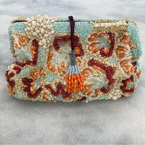 ZARA Sequin Beaded Shell Clutch Crossbody Bag